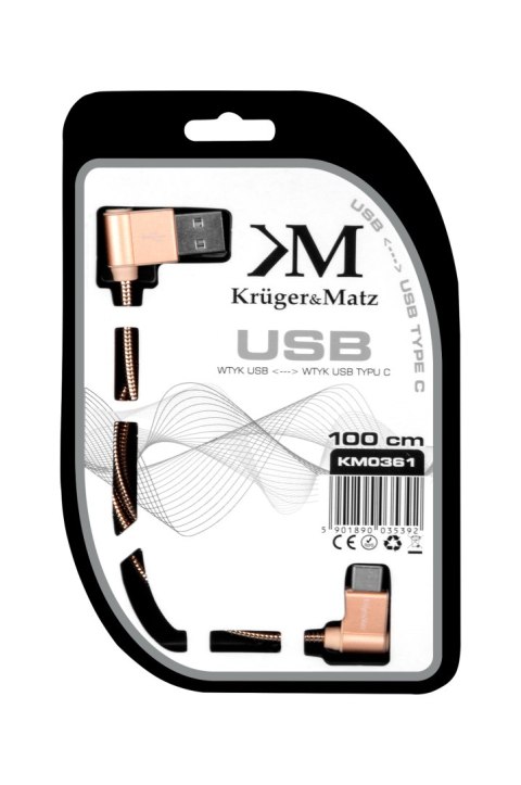 KABEL USB - WTYK KĄTOWY TY PU C 1M 3A KRUGER&MATZ KABEL USB - WTYK KĄTOWY TY PU C 1M 3A KRUGER&MATZ