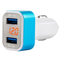 ŁADOWARKA SAMOCHODOWA 2x USB + WOLTOMIERZ TEST-04 AMIO-01028
