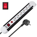 LISTWA SIECIOWA REBEL 6 GNIAZD TY PU NIEMIECKIEGO, KABEL 3M (3x1,5)