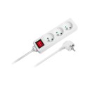 PRZEDŁUŻACZ BIAŁY REBEL Z  PRZEŁĄCZNIKIEM 3 GNIAZDA - 5M (1,5MM)