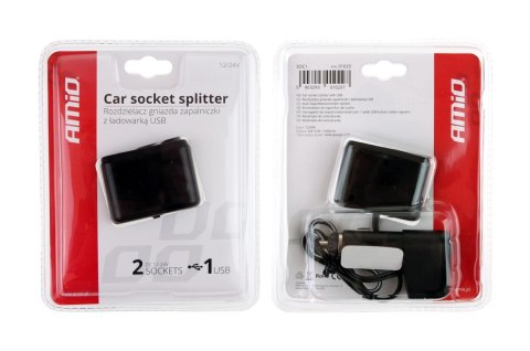ROZGAŁĘŹNIK ROZGAŁĘZIACZ ZA PALNICZKI SOC1 2+1 USB AMIO-01029 ROZGAŁĘŹNIK ROZGAŁĘZIACZ ZA PALNICZKI SOC1 2+1 USB AMIO-01029
