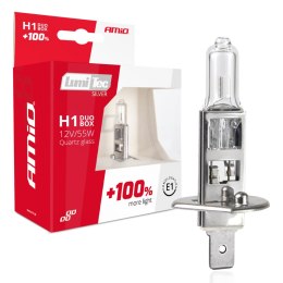 ŻARÓWKI HALOGENOWE H1 12V 55W LUMITEC SILVER +100% DUO AMIO-01401