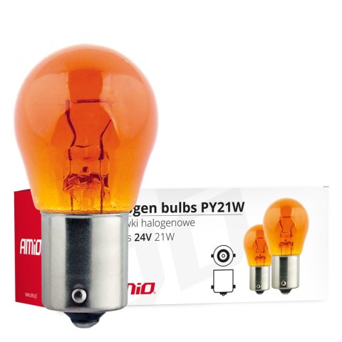 ŻARÓWKI HALOGENOWE  PY21W BA15S 24V 21W AMBER 10 SZT. (E8) AMIO-01005