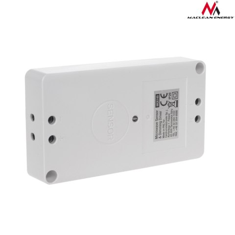 MIKROFALOWY CZUJNIK RUCHU MACLEAN, ZASILACZ LED ZE ŚCIEMNIACZEM, ZASIĘG 2M-8M, MCE145 W MIKROFALOWY CZUJNIK RUCHU MACLEAN, ZASILACZ LED ZE ŚCIEMNIACZEM, ZASIĘG 2M-8M, MCE145 W