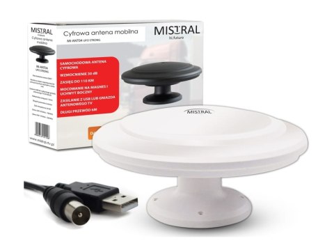 MISTRAL MI-ANT04 SU PERCZUŁA DOOKÓLNA AKTYWNA ANTENA SAMOCHODOWA TV DVB-T Z ULTRA MOCNYM MAGNESEM I UCHWYTEM BOCZNYM MISTRAL MI-ANT04 SU PERCZUŁA DOOKÓLNA AKTYWNA ANTENA SAMOCHODOWA TV DVB-T Z ULTRA MOCNYM MAGNESEM I UCHWYTEM BOCZNYM