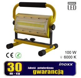 NAŚWIETLACZ  PRZENOŚNY LED 100W 6000K AKU/ 230V