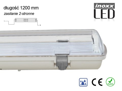O PRAWA HERMETYCZNA PRZEMYSŁOWA I P65 LED 2x120CM T8 G13 DWUSTRONNIE ZASILANA O PRAWA HERMETYCZNA PRZEMYSŁOWA I P65 LED 2x120CM T8 G13 DWUSTRONNIE ZASILANA