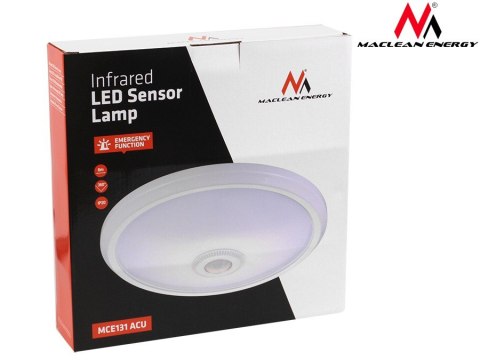 PLAFON LED Z CZUJNIKIEM RUCHU I ZASILANIEM AWARYJNYM MACLEAN, CZUJNIK PIR I ZASILANIE AWARYJNE, ZASIĘG 6M, 12W, BARWA NEUTRALNA PLAFON LED Z CZUJNIKIEM RUCHU I ZASILANIEM AWARYJNYM MACLEAN, CZUJNIK PIR I ZASILANIE AWARYJNE, ZASIĘG 6M, 12W, BARWA NEUTRALNA