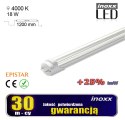 ŚWIETLÓWKA LED 120CM 18W T8 4000K G13 NEUTRALNA  PRZEZROCZYSTA