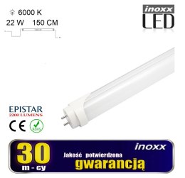 ŚWIETLÓWKA LED 150CM 22W T8 6000K G13 ZIMNA