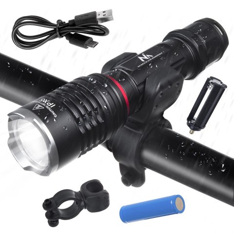LATARKA LED CREE 800 LUMEN MACLEAN, ŁADOWARKA, UCHWYT ROWEROWY, MCE220 LATARKA LED CREE 800 LUMEN MACLEAN, ŁADOWARKA, UCHWYT ROWEROWY, MCE220