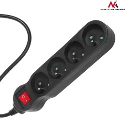 LISTWA ZASILAJĄCA MACLEAN,  PRZEDŁUŻACZ 4 GNIAZDA, Z WYŁĄCZNIKIEM, CZARNY, 2300W, 5M, MCE182