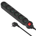 LISTWA ZASILAJĄCA MACLEAN,  PRZEDŁUŻACZ 6 GNIAZD, Z WYŁĄCZNIKIEM, CZARNY, 2300W, 5M, MCE188