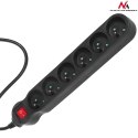 LISTWA ZASILAJĄCA MACLEAN,  PRZEDŁUŻACZ 6 GNIAZD, Z WYŁĄCZNIKIEM, CZARNY, 2300W, 5M, MCE188