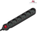 LISTWA ZASILAJĄCA MACLEAN,  PRZEDŁUŻACZ 6 GNIAZD, Z WYŁĄCZNIKIEM, CZARNY, 2300W, 5M, MCE188