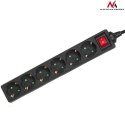 LISTWA ZASILAJĄCA MACLEAN,  PRZEDŁUŻACZ 6 GNIAZD, Z WYŁĄCZNIKIEM, CZARNY, TY P NIEMIECKI, 3500W, 1.4M, MCE189G