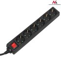 LISTWA ZASILAJĄCA MACLEAN,  PRZEDŁUŻACZ 6 GNIAZD, Z WYŁĄCZNIKIEM, CZARNY, TY P NIEMIECKI, 3500W, 1.4M, MCE189G
