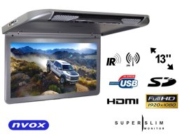 MONITOR SAMOCHODOWY  PODWIESZANY  PODSUFITOWY LCD 13CALI CALI HDMI USB SD