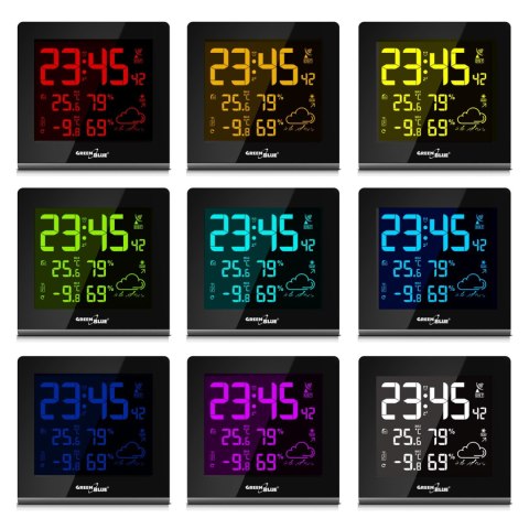 STACJA POGODY BEZ PRZEWODOWA 9 KOLORÓW GREENBLUE GB151 DCF VA LCD STACJA POGODY BEZ PRZEWODOWA 9 KOLORÓW GREENBLUE GB151 DCF VA LCD