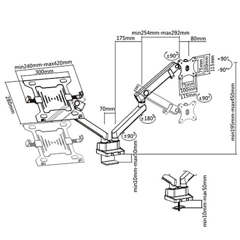 UCHWYT MACLEAN, BIURKOWY PODWÓJNY, DO MONITORA I LA PTO PA, VESA 75x75 100x100, 17"-32", 2x8KG, MC-813 UCHWYT MACLEAN, BIURKOWY PODWÓJNY, DO MONITORA I LA PTO PA, VESA 75x75 100x100, 17"-32", 2x8KG, MC-813