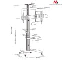 WÓZEK STAND  PROFESJONALNY MACLEAN, ALUMINIOWY, REGULOWANY, DO TELEWIZORA NA KÓŁKACH, MAx VESA 600x400, MAx 50KG, MC-801