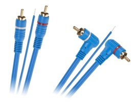 KABEL 2 x RCA - 2 x RCA + ŻYŁA 5M KĄTOWO -  PROSTY