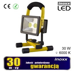 NAŚWIETLACZ  PRZENOŚNY LED 30W 6000K AKU/ 230V