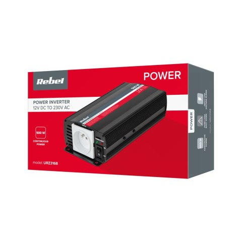PRZETWORNICA REBEL 12V/230V 500W(GN. TY PU E: POLSKIE, FRANCUSKIE) PRZETWORNICA REBEL 12V/230V 500W(GN. TY PU E: POLSKIE, FRANCUSKIE)
