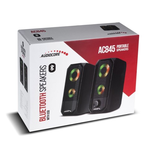 GŁOŚNIKI KOM PUTEROWE BLUETOOTH 4.2, 3.5MM MINI JACK, USB 5V AUDIOCORE AC845 CZARNE MOC 10W - STEROWANIE DOTYKOWE GŁOŚNIKI KOM PUTEROWE BLUETOOTH 4.2, 3.5MM MINI JACK, USB 5V AUDIOCORE AC845 CZARNE MOC 10W - STEROWANIE DOTYKOWE