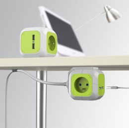 MAGICCUBE  POCZWÓRNE GNIAZDKO  PRĄDOWE GREENBLUE, 2 WEJŚCIA USB, 1,4M, GB118