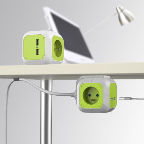 MAGICCUBE POCZWÓRNE GNIAZDKO PRĄDOWE GREENBLUE, 2 WEJŚCIA USB, 1,4M, GB118 MAGICCUBE POCZWÓRNE GNIAZDKO PRĄDOWE GREENBLUE, 2 WEJŚCIA USB, 1,4M, GB118