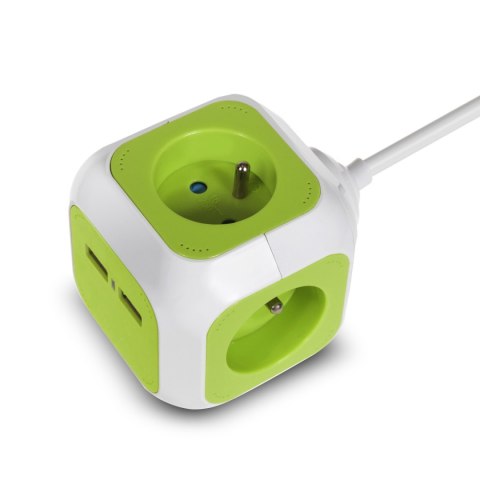 MAGICCUBE POCZWÓRNE GNIAZDKO PRĄDOWE GREENBLUE, 2 WEJŚCIA USB, 1,4M, GB118 MAGICCUBE POCZWÓRNE GNIAZDKO PRĄDOWE GREENBLUE, 2 WEJŚCIA USB, 1,4M, GB118