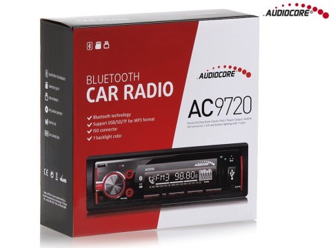 RADIOODTWARZACZ AUDIOCORE AC9720 B MP3/WMA/USB/RDS/SD ISO BLUETOOTH MULTICOLOR RADIOODTWARZACZ AUDIOCORE AC9720 B MP3/WMA/USB/RDS/SD ISO BLUETOOTH MULTICOLOR