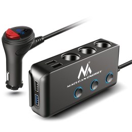 ROZDZIELACZ GNIAZDA ZA PALNICZKI SAMOCHODOWEJ MACLEAN, WOLTOMIERZ, 3 GNIAZDA ZA PALNICZKI, 1xQC 3.0, 3xUSB, 6.8A, 1xPD 18W, MAx 12