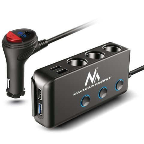 ROZDZIELACZ GNIAZDA ZA PALNICZKI SAMOCHODOWEJ MACLEAN, WOLTOMIERZ, 3 GNIAZDA ZA PALNICZKI, 1xQC 3.0, 3xUSB, 6.8A, 1xPD 18W, MAx 12 ROZDZIELACZ GNIAZDA ZA PALNICZKI SAMOCHODOWEJ MACLEAN, WOLTOMIERZ, 3 GNIAZDA ZA PALNICZKI, 1xQC 3.0, 3xUSB, 6.8A, 1xPD 18W, MAx 12