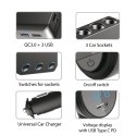 ROZDZIELACZ GNIAZDA ZA PALNICZKI SAMOCHODOWEJ MACLEAN, WOLTOMIERZ, 3 GNIAZDA ZA PALNICZKI, 1xQC 3.0, 3xUSB, 6.8A, 1xPD 18W, MAx 12