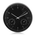 ZEGAR ŚCIENNY SREBRNY 12'' 30CM Z TERMOMETREM I HIGROMETREM CE60 S