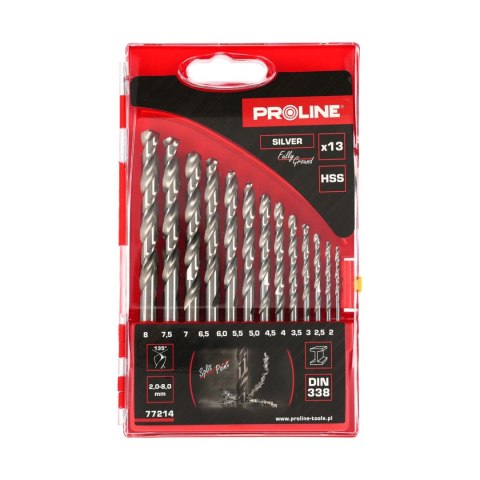 WIERTŁA DO METALU HSS DIN338 SZLIF. SZT.13(2-8MM) PROLINE WIERTŁA DO METALU HSS DIN338 SZLIF. SZT.13(2-8MM) PROLINE