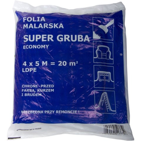 FOLIA MALARSKA LD PE 4*5M, GRUBA (GRUBOŚĆ: OK.20 MIKRO-M) FOLIA MALARSKA LD PE 4*5M, GRUBA (GRUBOŚĆ: OK.20 MIKRO-M)