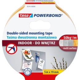 TAŚMA MONTAŻOWA  POWERBOND  PRZEZROCZYSTA DO WNĘTRZ 5M:19MM