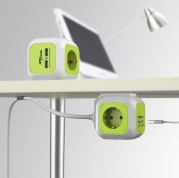 MAGICCUBE  POCZWÓRNE GNIAZDKO  PRĄDOWE, 2 WEJŚCIA USB 1,4M GREENBLUE GB118G WERSJA NIEMIECKA