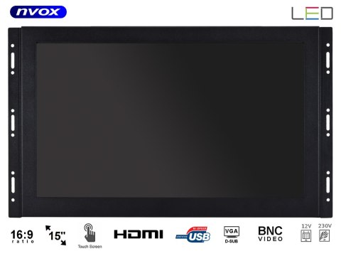 MONITOR DOTYKOWY O PEN FRAME LED 15CALI FHD VGA HDMI BNC USB 12V 230V MONITOR DOTYKOWY O PEN FRAME LED 15CALI FHD VGA HDMI BNC USB 12V 230V