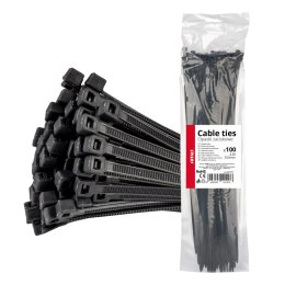 TAŚMY O PASKI ZACISKOWE KABLOWE CZARNE 4,8x350MM - 100 SZT. AMIO-02157