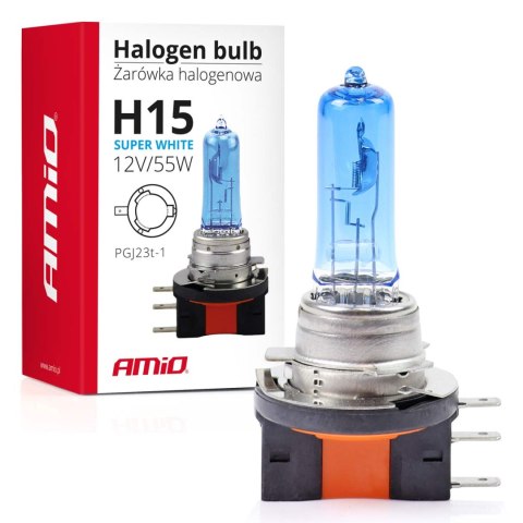 ŻARÓWKA HALOGENOWA H15 12V 55W SU PER WHITE AMIO-01492 ŻARÓWKA HALOGENOWA H15 12V 55W SU PER WHITE AMIO-01492