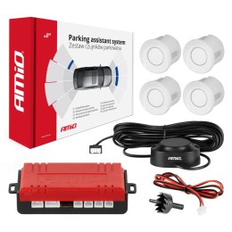 ZESTAW CZUJNIKÓW  PARKOWANIA COFANIA BUZZER 4 SENSORY BIAŁE AMIO-01568