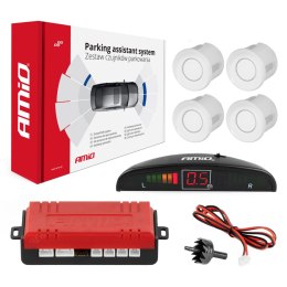 ZESTAW CZUJNIKÓW  PARKOWANIA COFANIA LED 4 SENSORY BIAŁE AMIO-01566