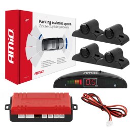 ZESTAW CZUJNIKÓW  PARKOWANIA COFANIA LED 4 SENSORY CZARNE 19 MM TRUCK BUS AMIO-02279
