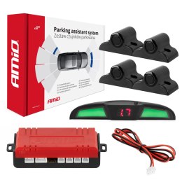 ZESTAW CZUJNIKÓW  PARKOWANIA COFANIA LED COB 4 SENSORY CZARNE 19 MM TRUCK BUS AMIO-02286