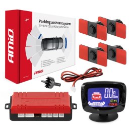 ZESTAW CZUJNIKÓW  PARKOWANIA CZUJNIKI COFANIA LED GRAF 4 SENSORY CZARNE WEWNĘTRZNE 16,5 MM AMIO-02257