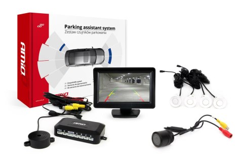 ZESTAW CZUJNIKÓW PARKOWANIA TFT01 4,3" Z KAMERĄ HD-301-IR 4 SENSORY BIAŁE ZESTAW CZUJNIKÓW PARKOWANIA TFT01 4,3" Z KAMERĄ HD-301-IR 4 SENSORY BIAŁE